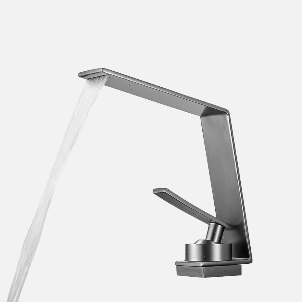 Robinet mitigeur design lavabo salle de bain cascade - Argenté - Laiton