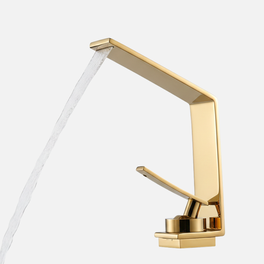 Robinet mitigeur design lavabo salle de bain cascade - Doré - Laiton