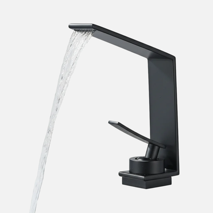 Robinet mitigeur design lavabo salle de bain cascade - Noir - Laiton