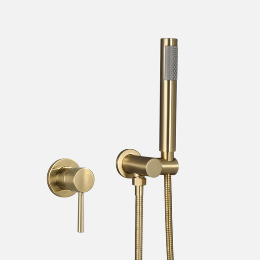 Robinet mitigeur douche salle de bain douchette rond - Doré - Laiton