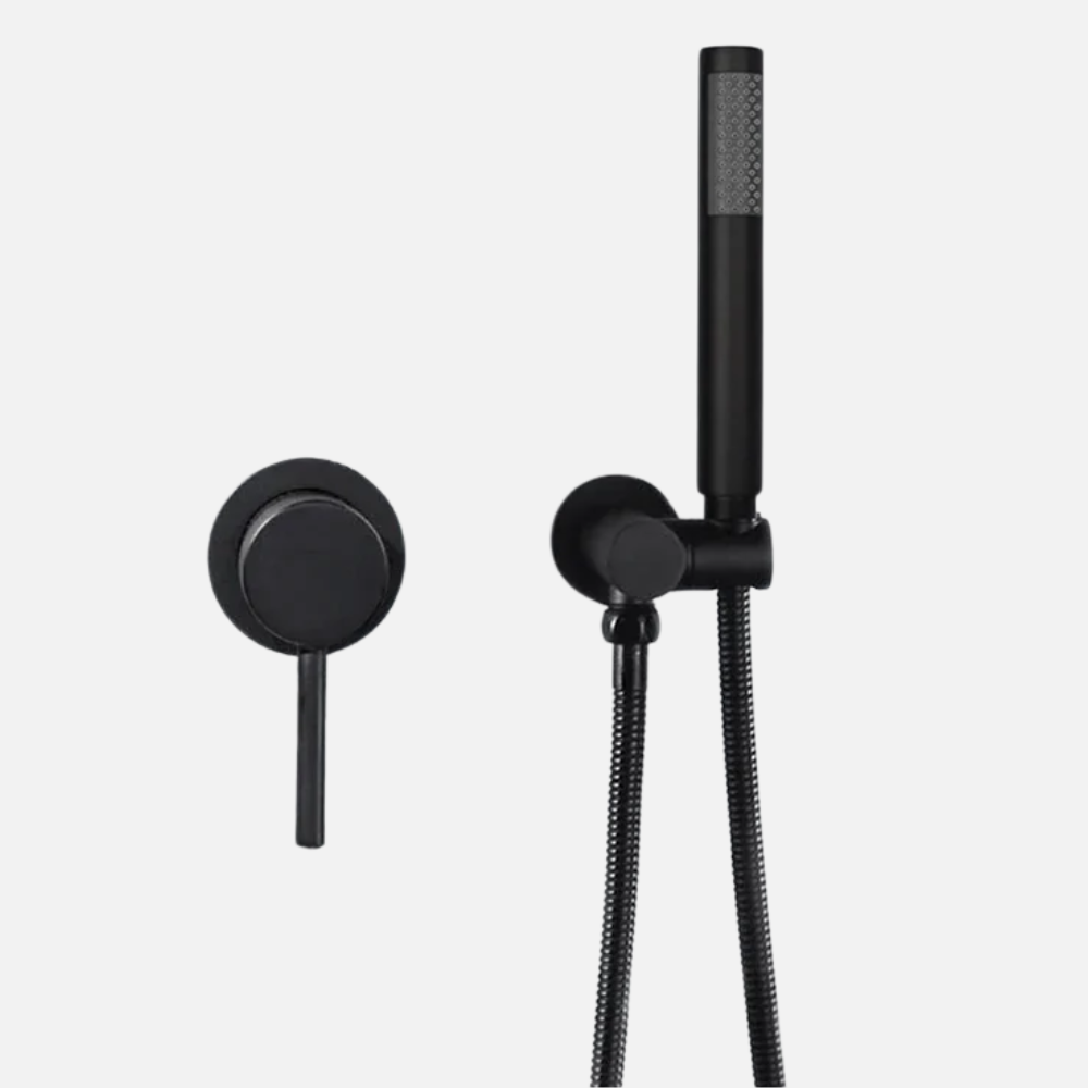 Robinet mitigeur douche salle de bain douchette rond - Noir - Laiton