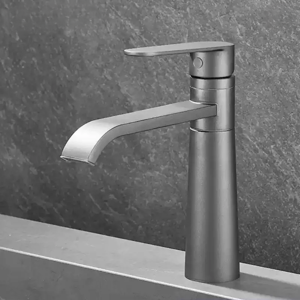 Robinet mitigeur lavabo salle de bain bec long - Argenté - Laiton