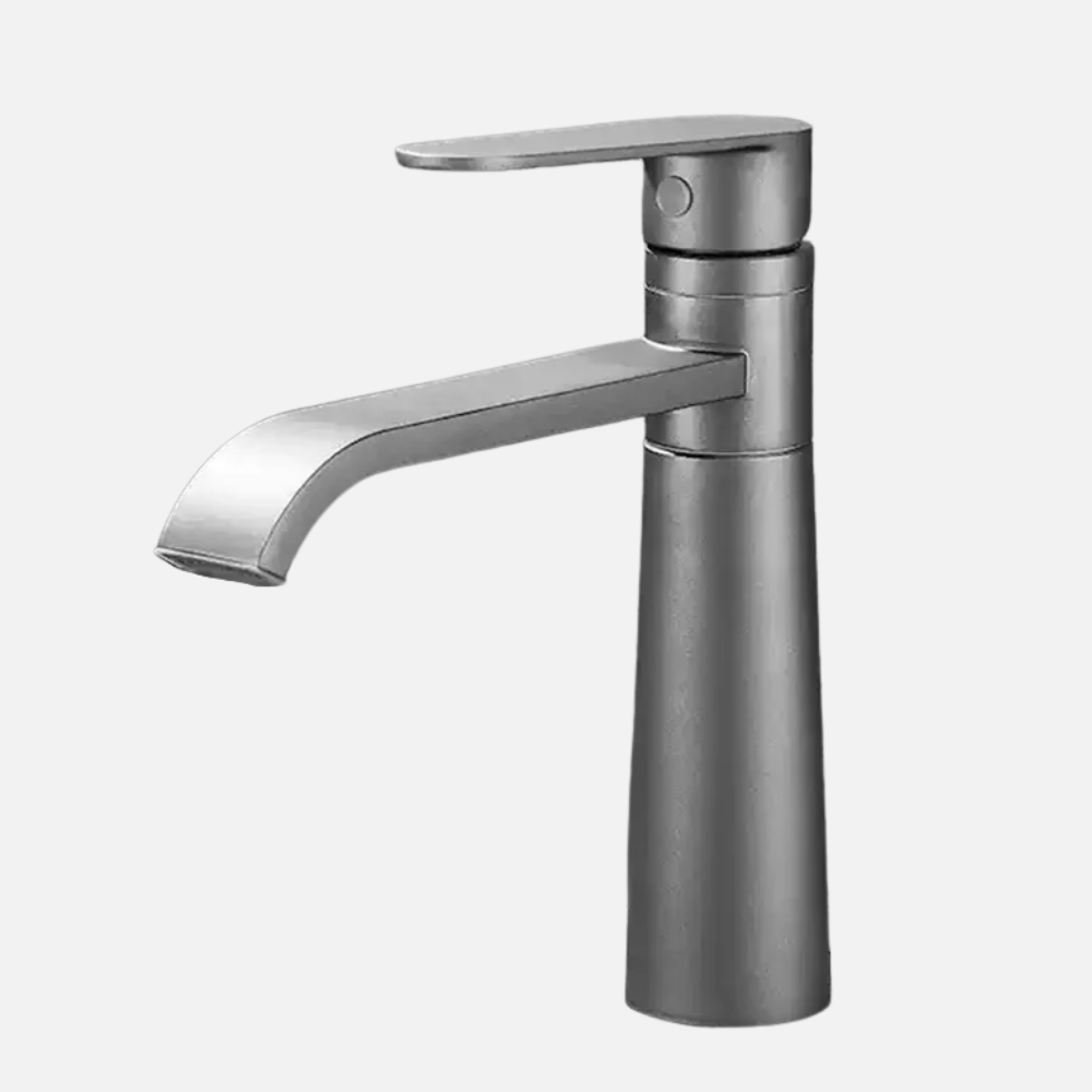 Robinet mitigeur lavabo salle de bain bec long - Argenté - Laiton