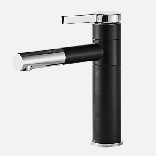 Robinet mitigeur lavabo salle de bain bicolore rotatif rallonge - Noir Argenté - Laiton