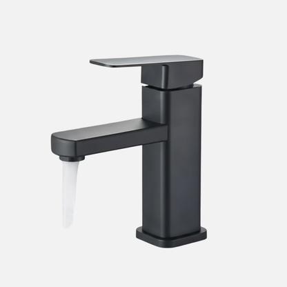 Robinet mitigeur lavabo salle de bain carré - Noir mat