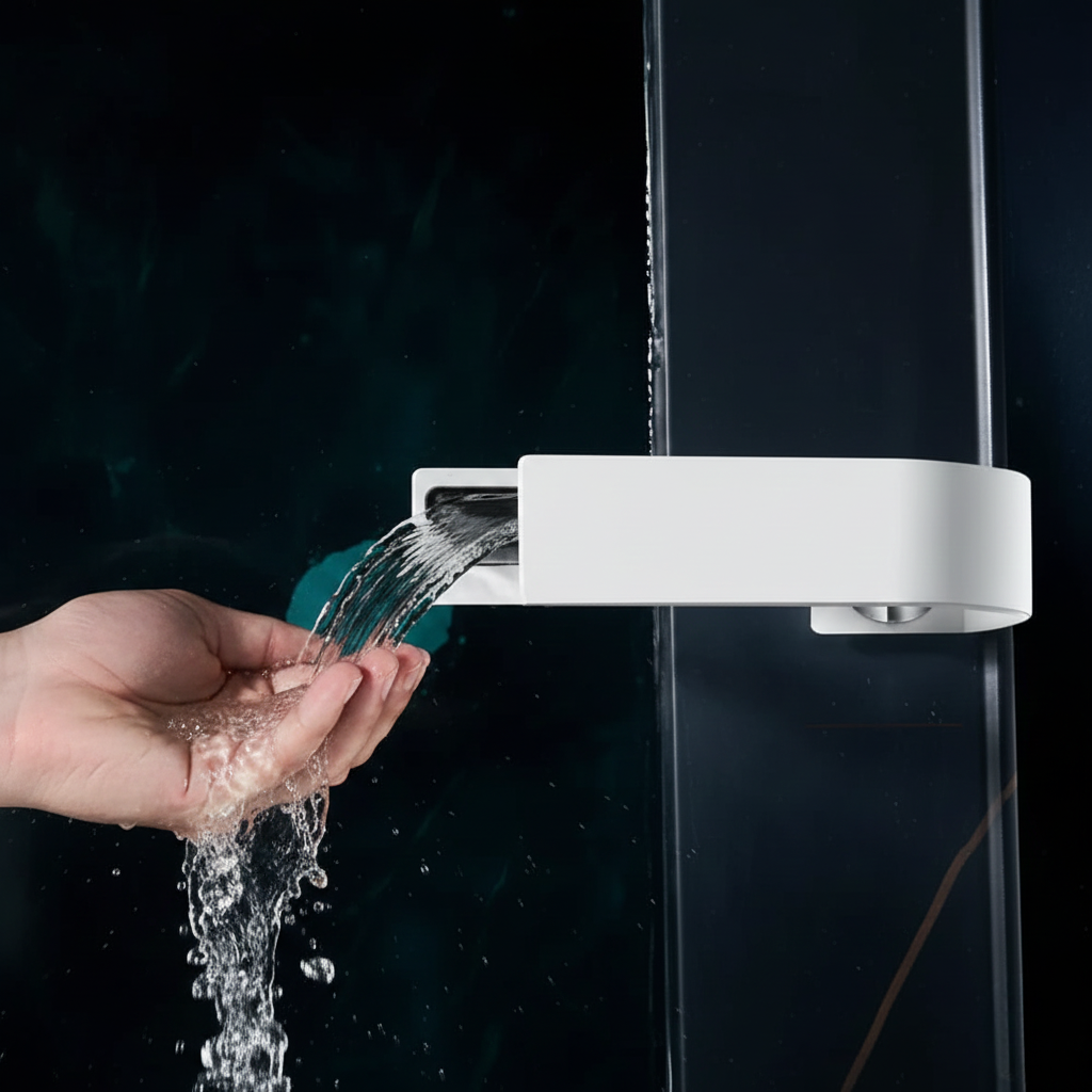 Robinet mitigeur lavabo salle de bain plat incurvé - Blanc