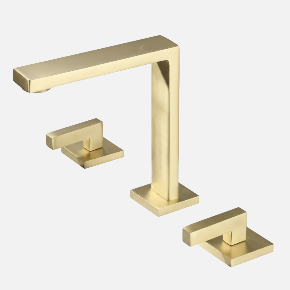 Robinet mitigeur lavabo salle de bain poignées déportées - Doré - Laiton