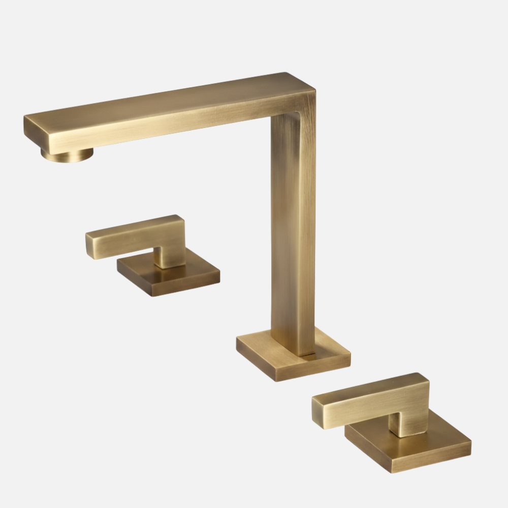 Robinet mitigeur lavabo salle de bain poignées déportées - Doré - Laiton