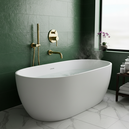 Robinet mitigeur baignoire salle de bain encastrable mural rond douchette - Doré