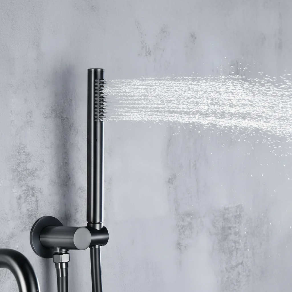 Robinet mitigeur baignoire salle de bain encastrable mural rond douchette - Noir