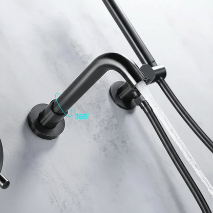 Robinet mitigeur baignoire salle de bain encastrable mural rond douchette - Noir