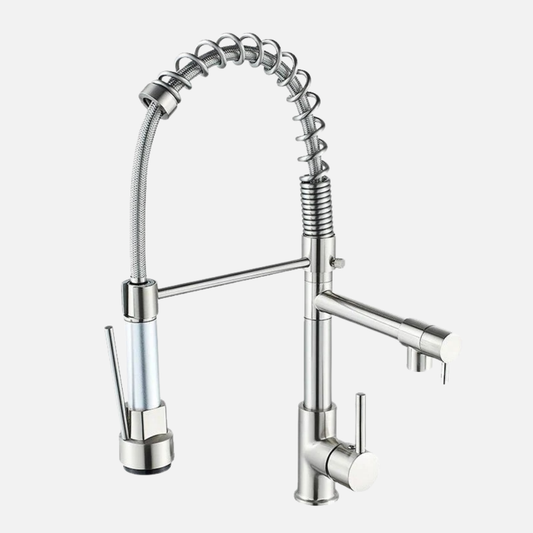 Mitigeur Robinet cuisine avec douchette flexible et bec acier