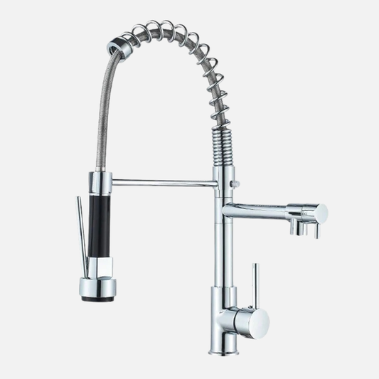 Mitigeur Robinet cuisine avec douchette flexible et bec chromé