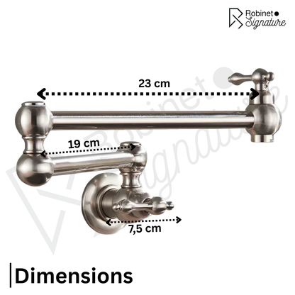 Robinet mitigeur cuisine évier rabattable rétro mural encastrable - Argenté - Laiton