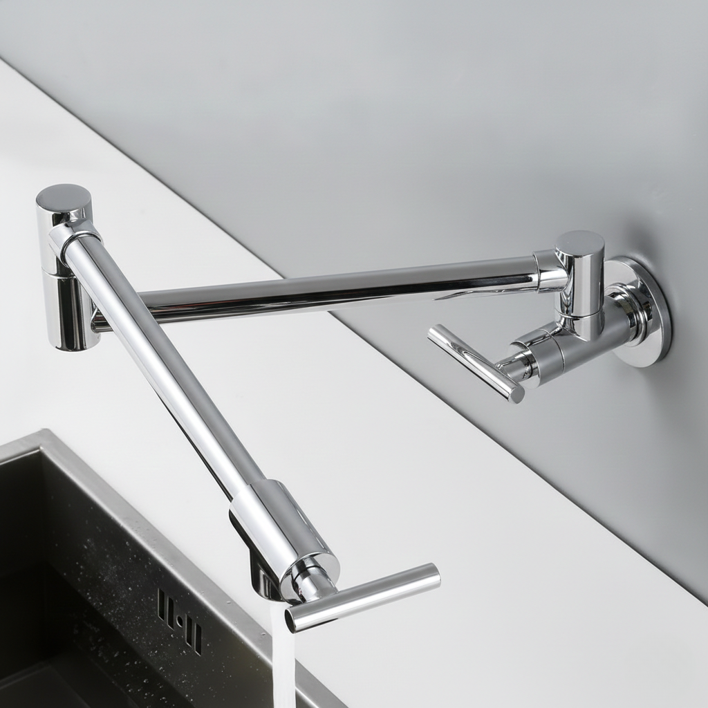 Robinet mitigeur de cuisine rabattable - Argenté - Laiton