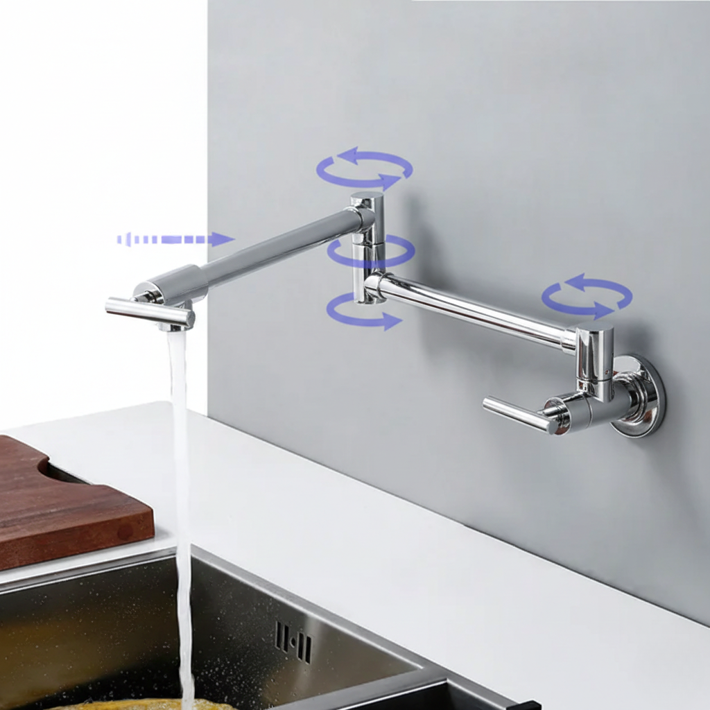 Robinet mitigeur de cuisine rabattable - Argenté - Laiton