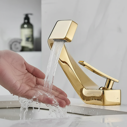 Robinet mitigeur design incurvé cascade - Doré - Laiton