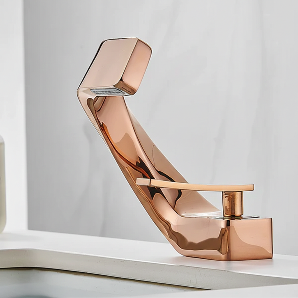 Robinet mitigeur design incurvé cascade - Doré - Laiton