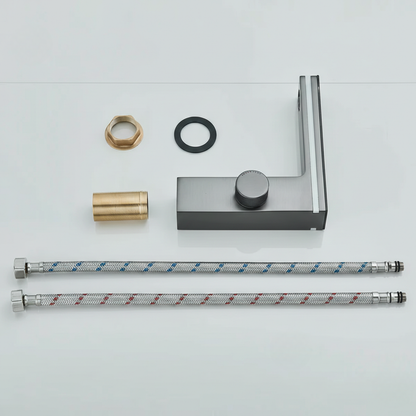 Robinet mitigeur lavabo salle de bain affichage numérique - Argenté - Laiton