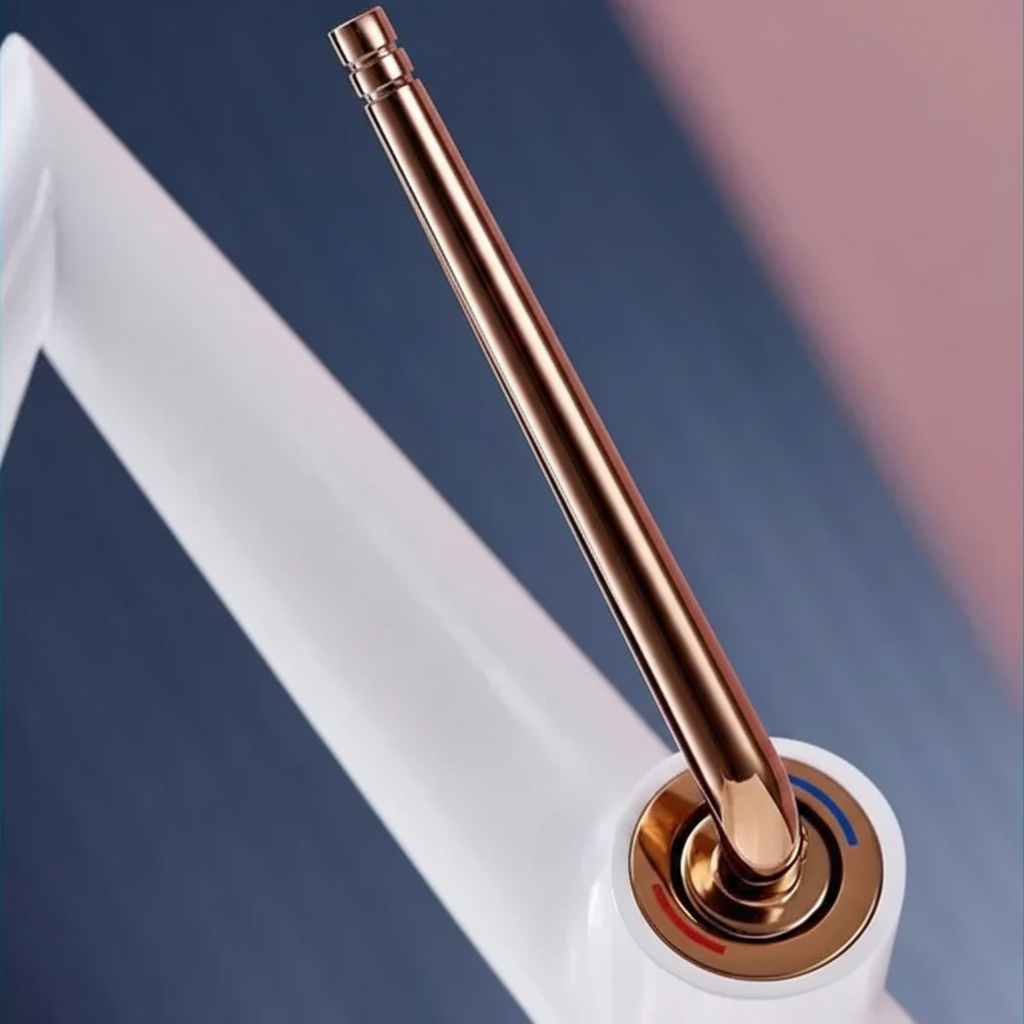 Robinet mitigeur lavabo salle de bain coudé - Blanc - Laiton