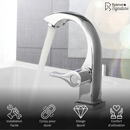 Robinet mitigeur lave main eau froide - Argenté