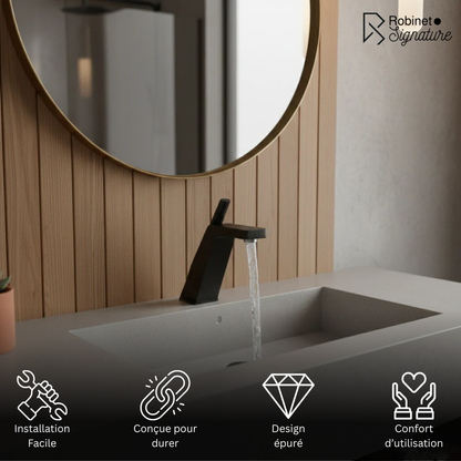 Robinet mitigeur salle de bain lavabo design contemporain - Noir