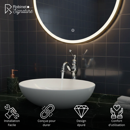 Robinet mitigeur salle de bain lavabo vintage rétro - Argenté - Laiton