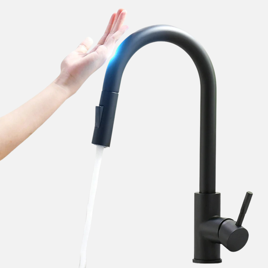Robinet mitigeur évier cuisine design tactile pivotant - Noir