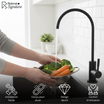 Robinet mitigeur évier cuisine fin - Noir