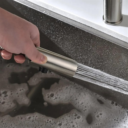 Robinet mitigeur évier cuisine flexible douchette design - Argenté - Laiton