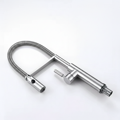 Robinet mitigeur évier cuisine flexible douchette design - Argenté - Laiton