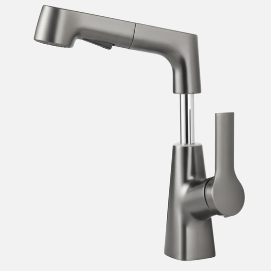 Robinet mitigeur évier cuisine flexible douchette hauteur réglable - Argenté