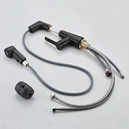 Robinet mitigeur évier cuisine flexible douchette hauteur réglable - Noir