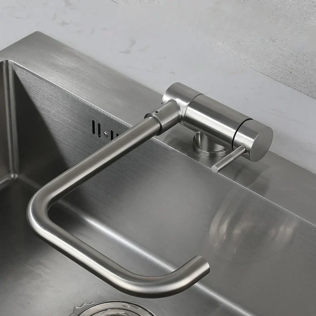 Robinet mitigeur évier cuisine pivotant pliable - Argenté