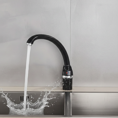 Robinet mitigeur évier de cuisine arrondi tacheté - Noir - Laiton