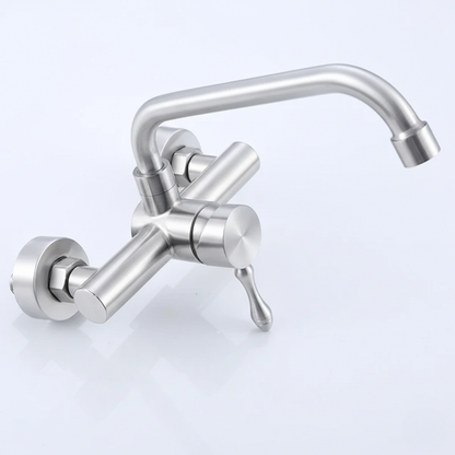 Robinet mitigeur évier de cuisine encastrable mural - Argenté