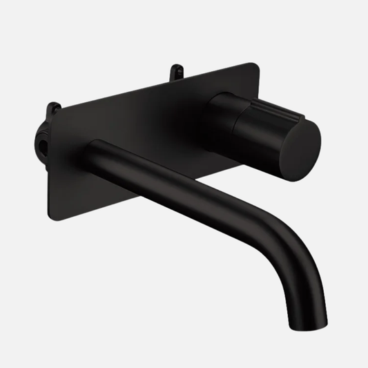 Robinet mitigeur mural salle de bain encastrable - Noir - Laiton