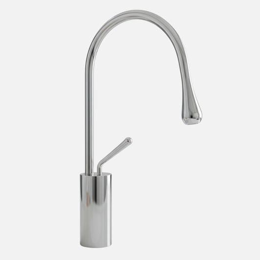 Robinet mitigeur salle de bain lavabo design arrondi goutte - Argenté - Laiton