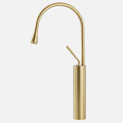 Robinet mitigeur salle de bain lavabo design arrondi goutte - Doré - Laiton