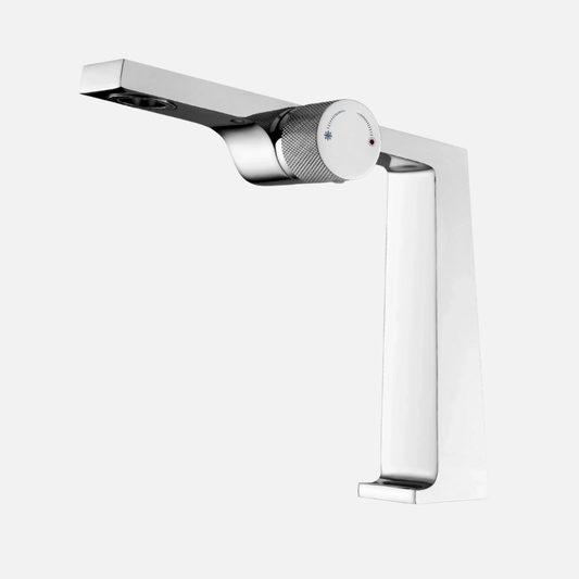 Robinet mitigeur salle de bain lavabo design contemporain - Argenté - Laiton