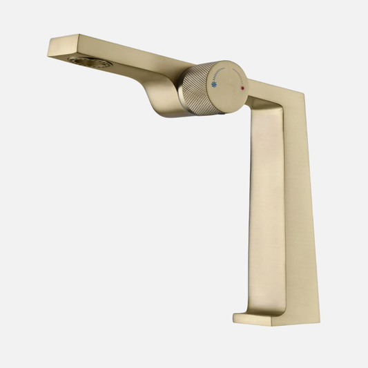 Robinet mitigeur salle de bain lavabo design contemporain - Doré - Laiton