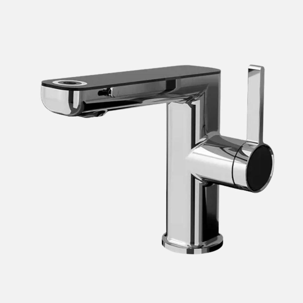 Robinet mitigeur salle de bain lavabo fontaine température numérique - Argenté