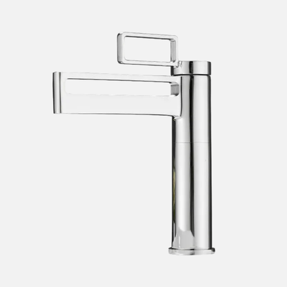 Robinet mitigeur salle de bain lavabo géométrique - Argenté - Laiton