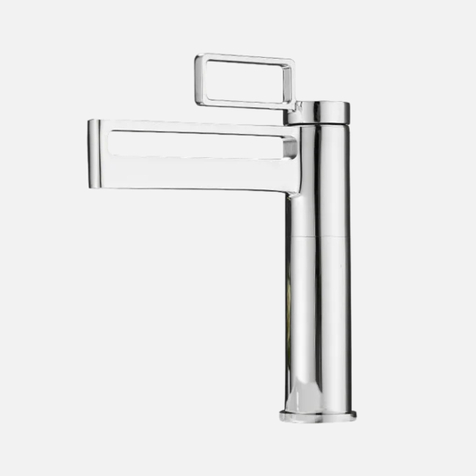 Robinet mitigeur salle de bain lavabo géométrique - Argenté - Laiton