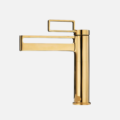 Robinet mitigeur salle de bain lavabo géométrique - Doré - Laiton