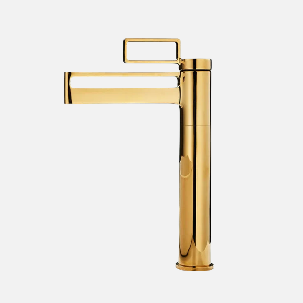Robinet mitigeur salle de bain lavabo géométrique - Doré - Laiton