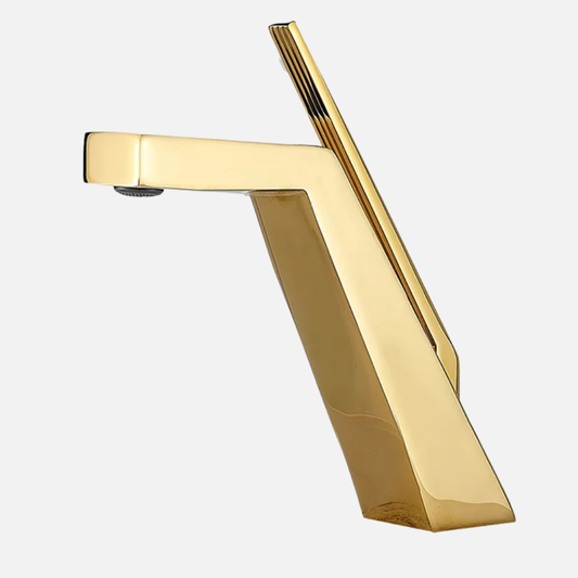 Robinet mitigeur salle de bain lavabo design contemporain - Doré