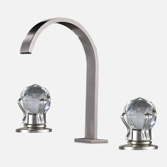 Robinet salle de bain lavabo poignées déportées chics - Argenté - Laiton