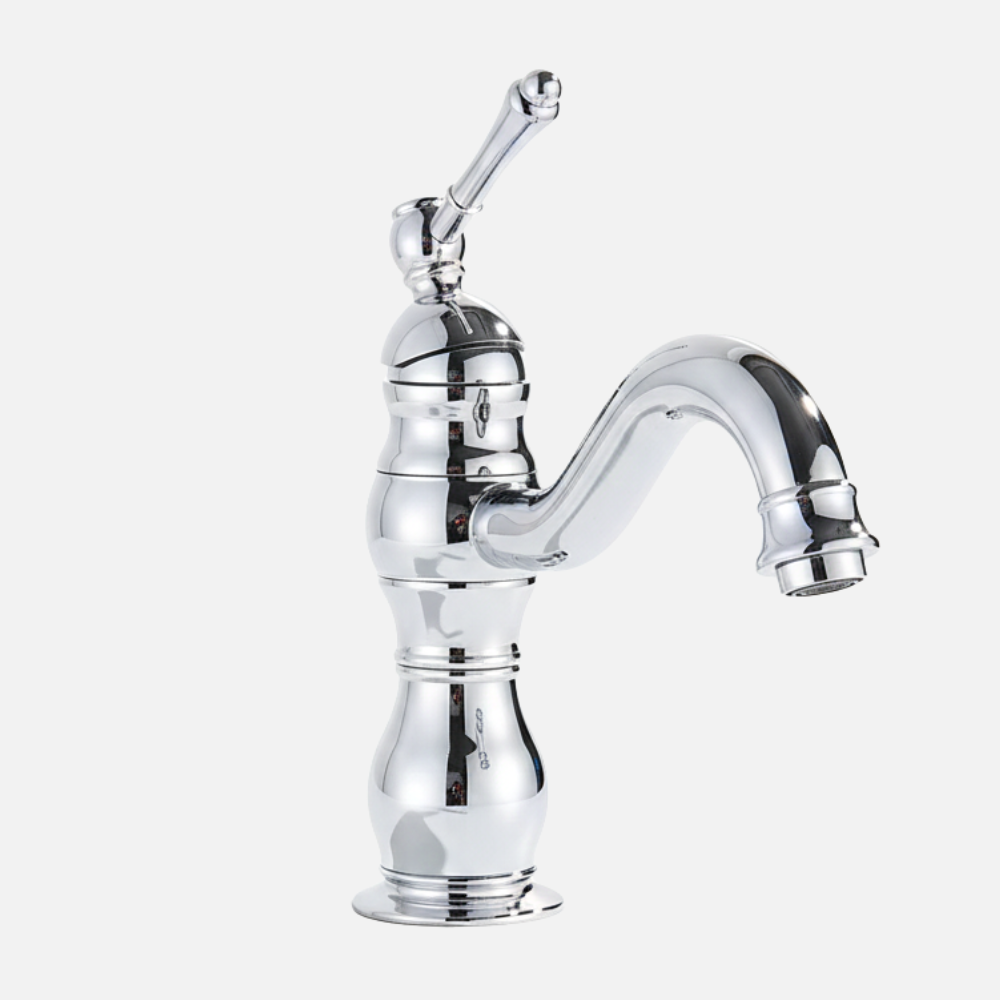 Robinet mitigeur salle de bain lavabo vintage rétro - Argenté - Laiton