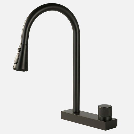 Robinet mitigeur évier cuisine cascade douchette multijet - Noir